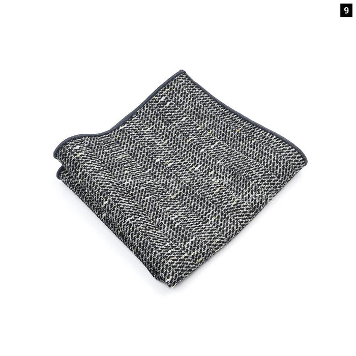 Classic Plaid Striped Pocket Square Mens Wool Handkerchief In Brown Grey For Weddings And Gifts