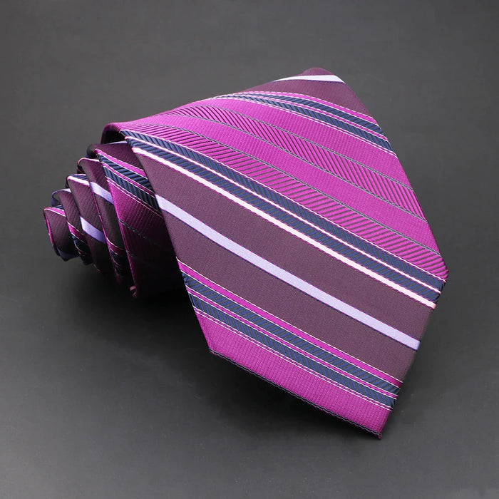 Purple Striped Necktie For Business Weddings And Daily Wear