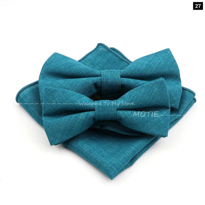 Classic Bowtie Set With Handkerchief Cufflink And Brooch