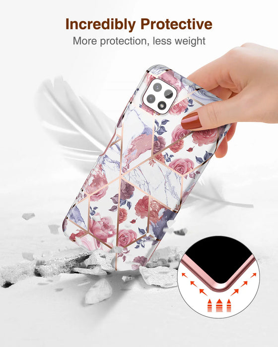 Shockproof Marble Case For Samsung Galaxy A22 With Screen Protector