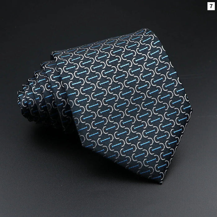 Mens Jacquard Tie 8Cm Striped Paisley Plaid For Business Weddings And Daily Wear