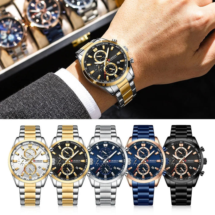 Casual Quartz Chrono Sport Watches Brands For Men Stainless