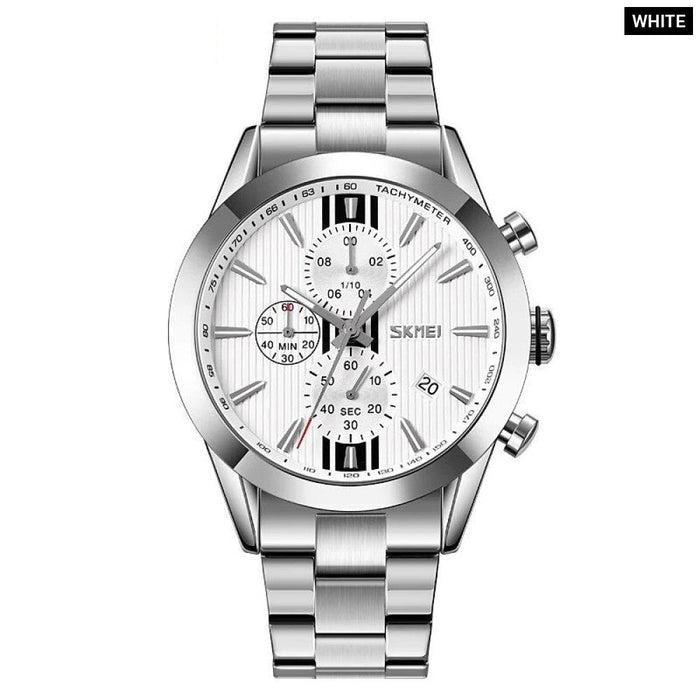 Men's Stainless Steel Band Analog Display Quartz 3ATM 30M Water Resistant Wristwatch