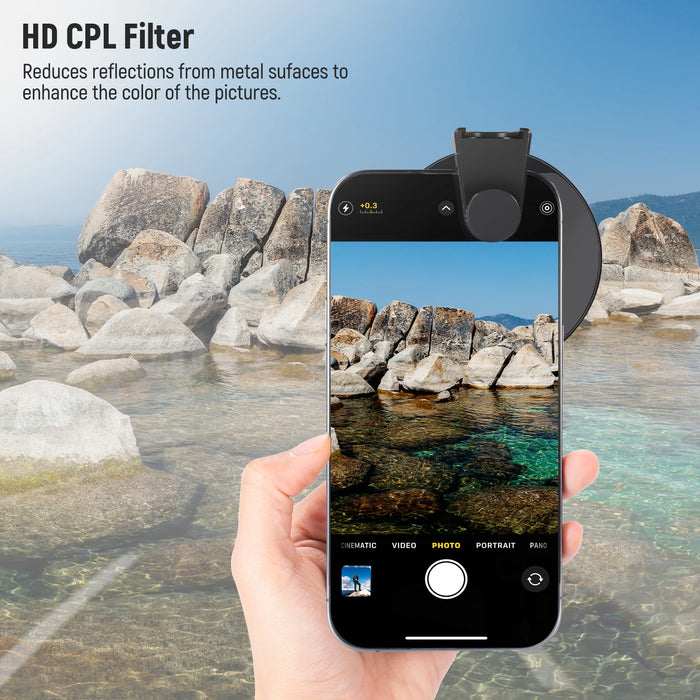 67Mm Phone Camera Cpl Filter With Metal Cold Shoe Clip Compatible With Iphone 15 Pro