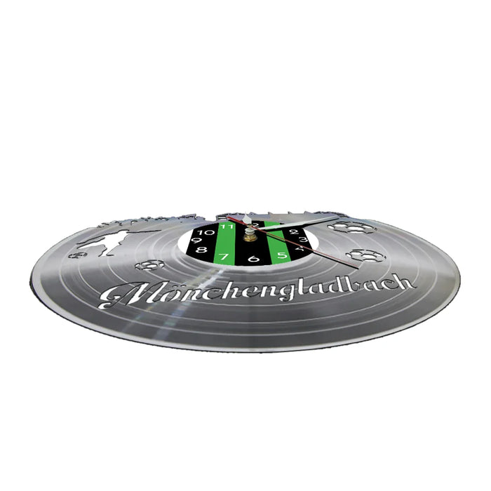 Monchengladbach City Skyline Vinyl Record Clock