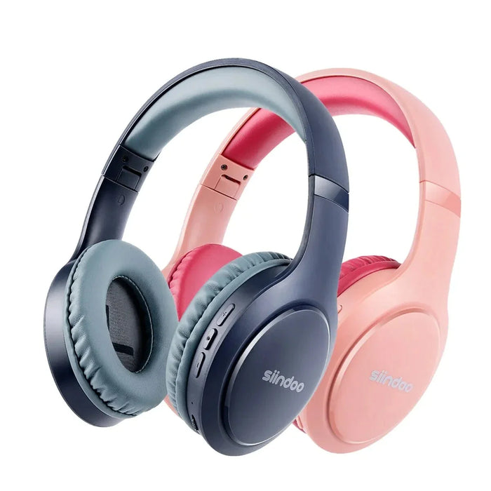 Siindoo Jh 919 Wireless Bluetooth Headphones Pink And Blue Foldable Stereo Earphones With Mic