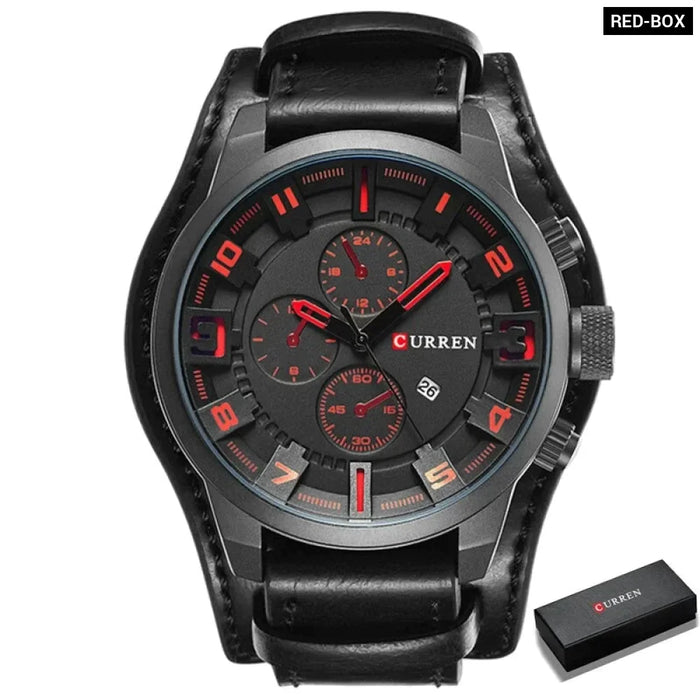 Casual Leather Military Quartz Sports Men's Wristwatches