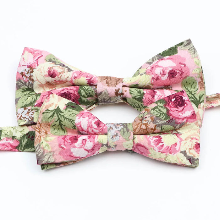 Colourful Floral Bow Ties Fashionable Cotton For Weddings And Parties