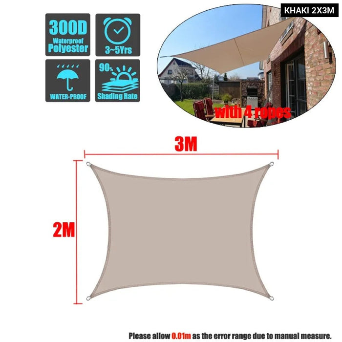 420d Waterproof Shade Sail Square Rectangle Sunshade Garden