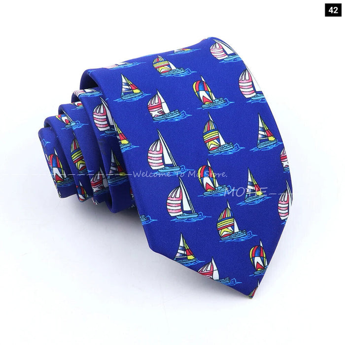 Musical Geometry Necktie Mens Blue Polyester Tie For Business And Party Wear