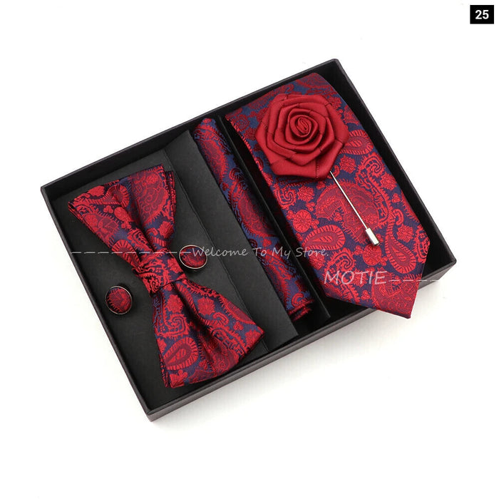 Floral Tie Set Novelty Design With Box For Parties And Business