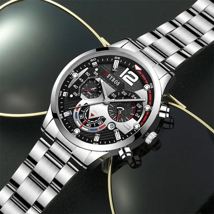 Fashion Mens Watches Luxury Stainless Steel Quartz Wristwatch Calendar Luminous Clock Men Business Casual Watch