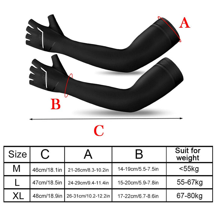 2pcs/pair Anti-uv Ice Silk Cooling Arm Sleeves With Finger