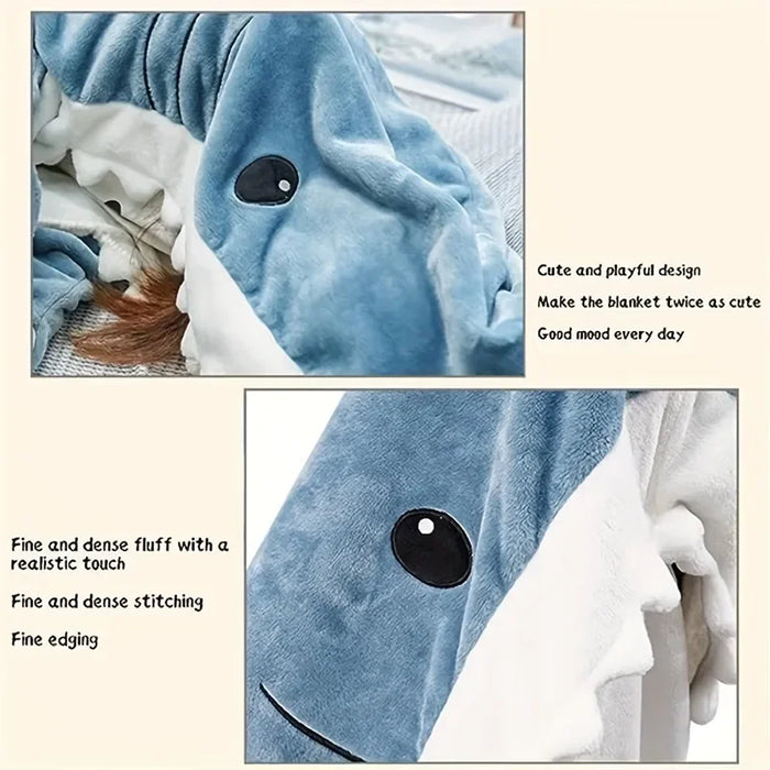 Adult Shark Blanket Winter Wearable Hooded Onesie For Slumber Party