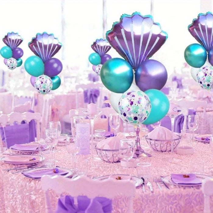 130 Pcs Mermaid Themed Balloon Set Suitable For Birthday Swimming Pool And Beach Activities Anniversary Celebration Summer Party