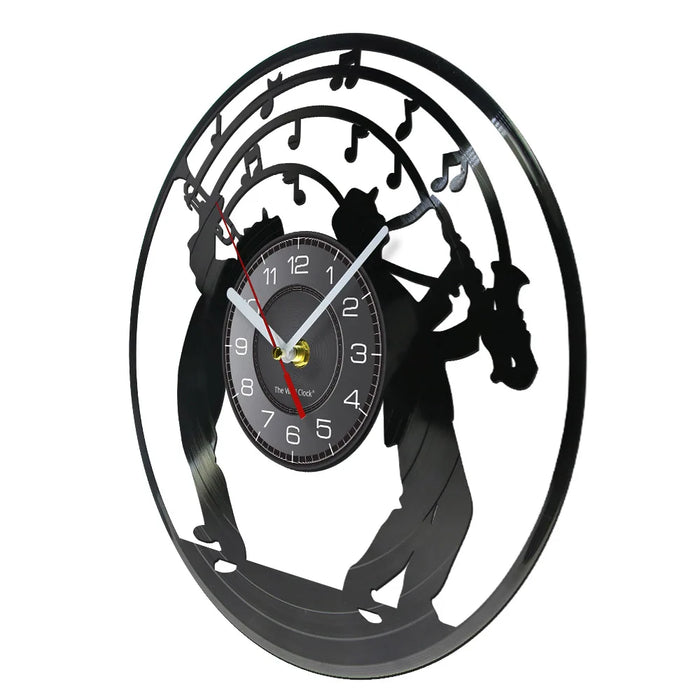 Silent Saxophone Vinyl Record Wall Clock