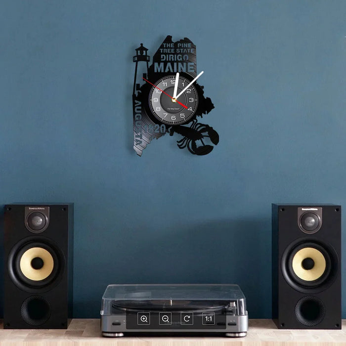 Maine State Vinyl Record Clock