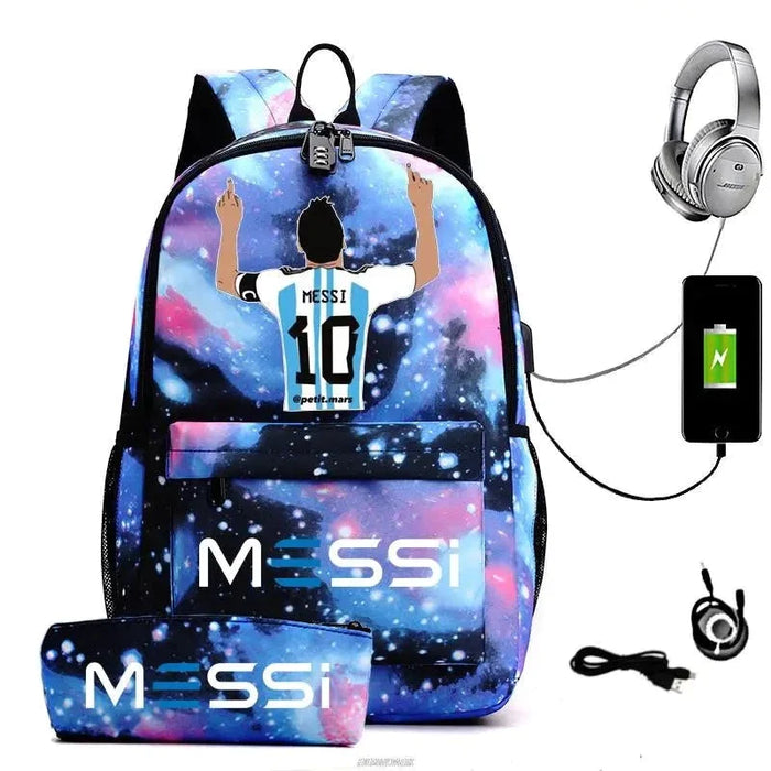 Unisex Messi Casual 15.6 Inch Laptop Back Light Anti Theft School Bag