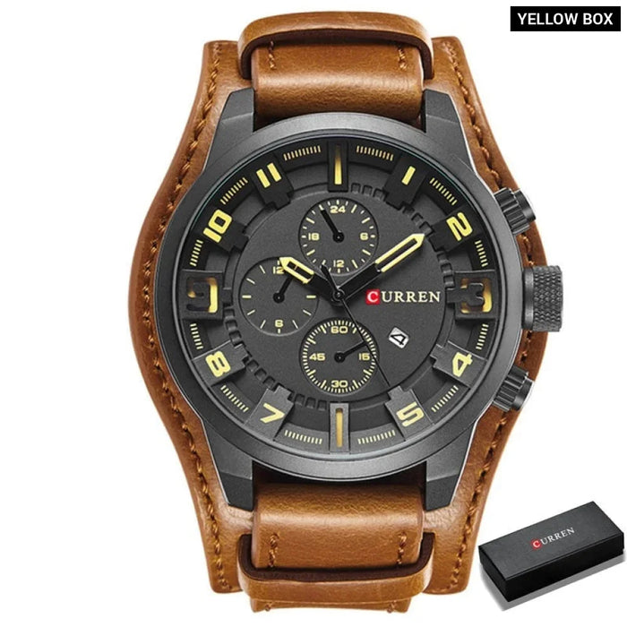 Casual Leather Military Quartz Sports Men's Wristwatches