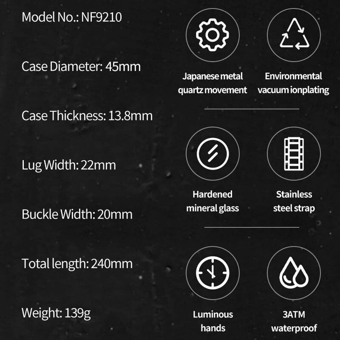 Men's Stainless Steel Band Analog Calendar Display Quartz 3ATM 30M Water Resistant Wristwatch