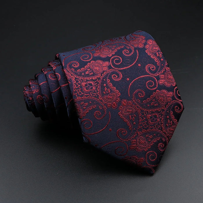 Mens Jacquard Tie 8Cm Striped Paisley Plaid For Business Weddings And Daily Wear