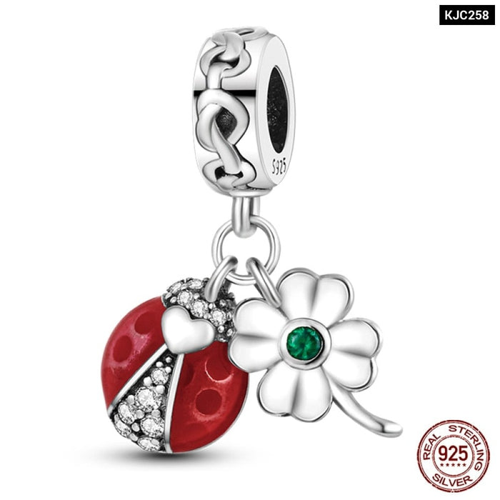 Fit Pandora 925 Original Bracelet 925 Sterling Silver Flower Bird Series Charms Beads For Women DIY Jewelrys Making