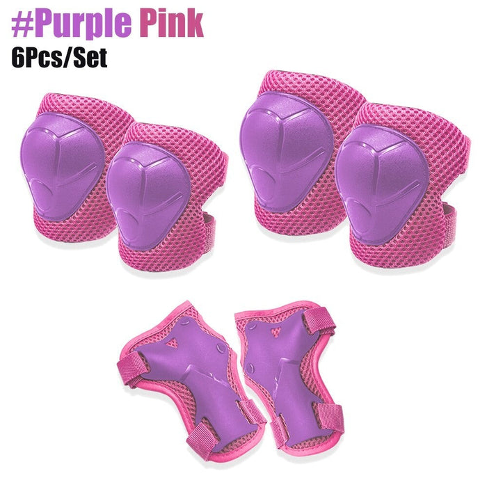 6PCS Kids Sports Protection Set Adjustable Knee Elbow Wrist Pads for Roller Skating Cycling