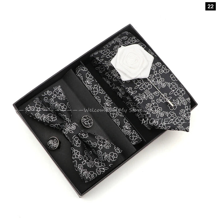 Floral Tie Set Novelty Design With Box For Parties And Business