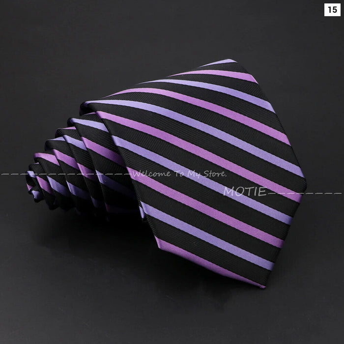 Mens Pink Purple Striped Tie For Business Weddings And Daily Wear