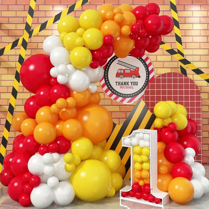 127Pcs Firefighter Birthday Theme Balloon Arch Set Suitable For Birthday Single Party Indoor And Outdoor Event Decoration