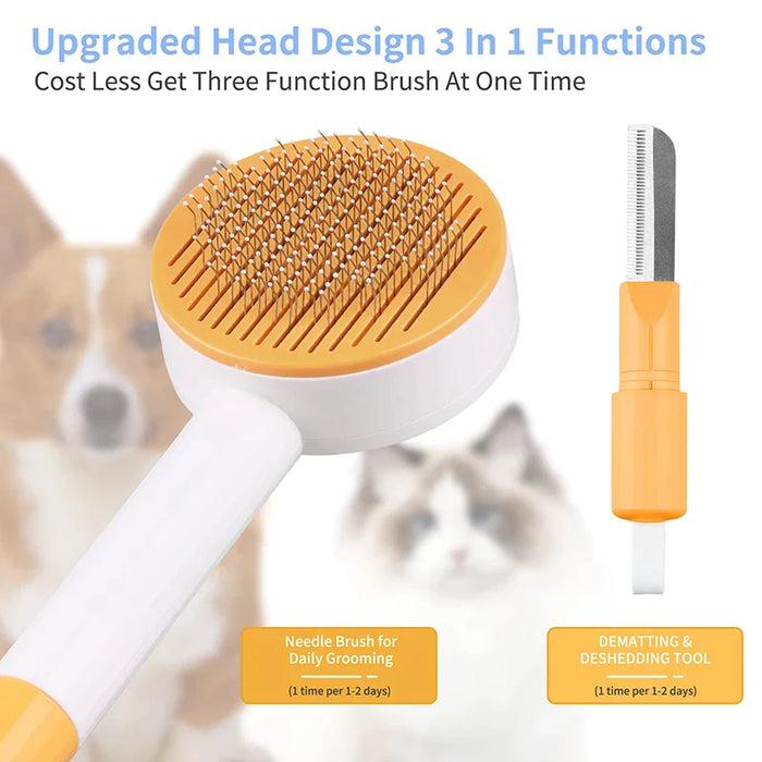 Dog Brush Hair Remover 2 In 1 Self Cleaning Tool