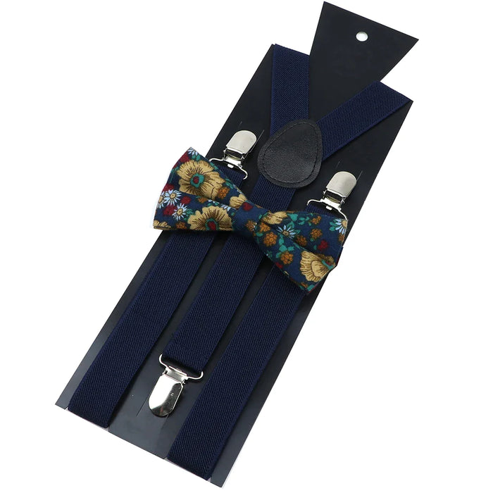 Cotton Suspenders And Bow Tie Set Adjustable And Elastic For Weddings