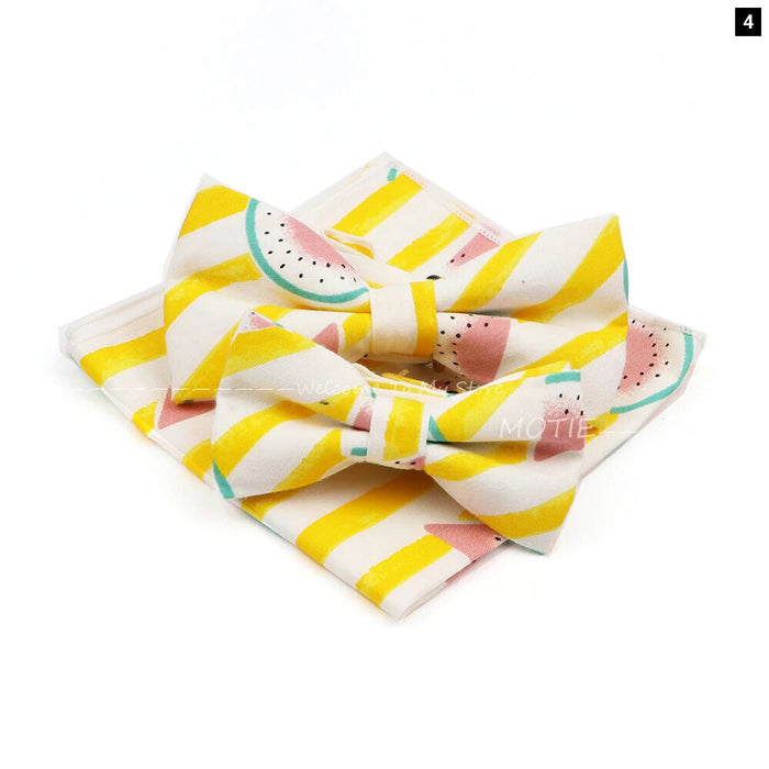 Colourful Cotton Bowtie Set For Parties And Gifts