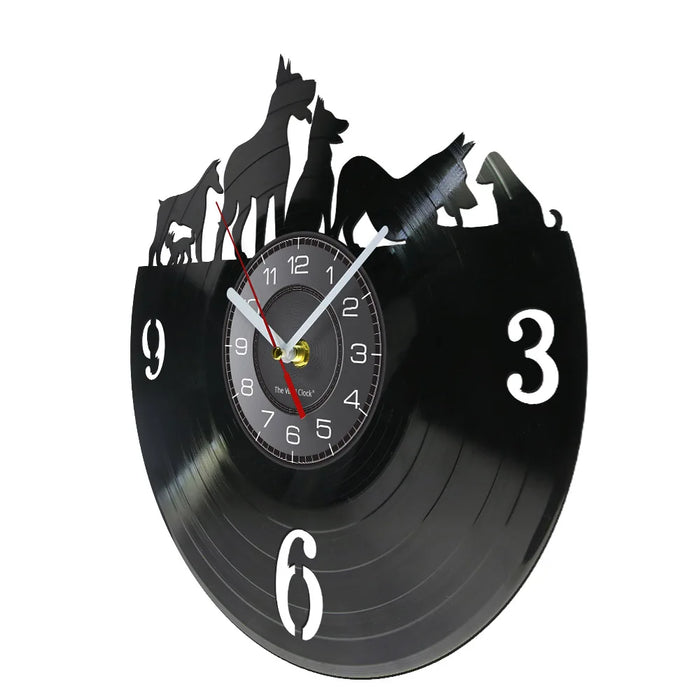 Vintage Vinyl Record Wall Clock For Pet Lovers