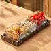 Rectangular Glass Wooden Tray For Living Room Snacks And Tea