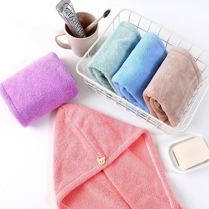 Women Hair Drying Hat Quick-dry Microfiber Towel Cap