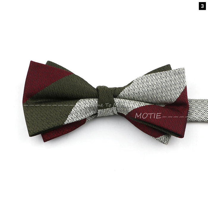 Brown Striped Bowtie For Weddings And Parties