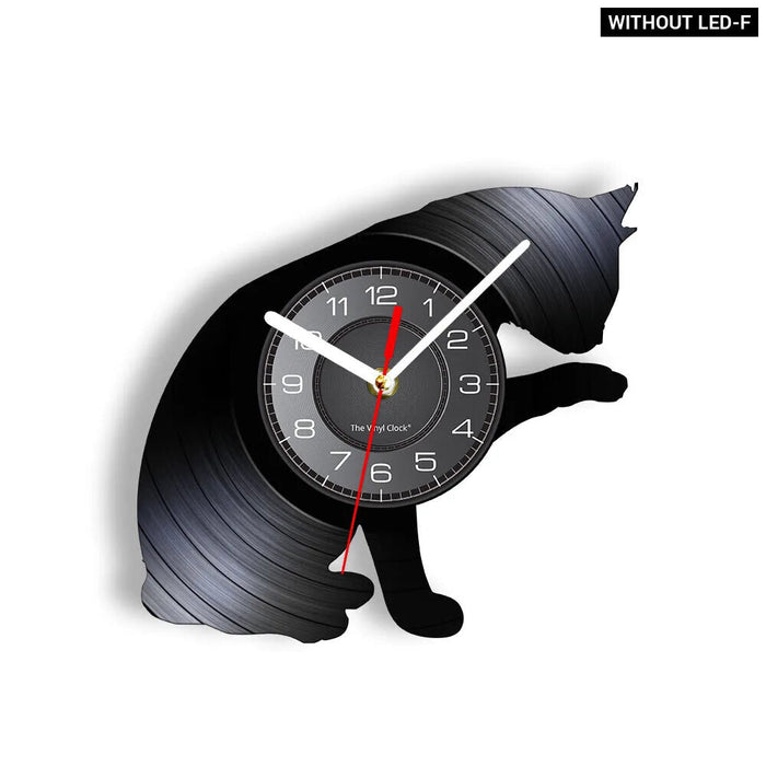 Whimsical Cat Vinyl Record Wall Clock