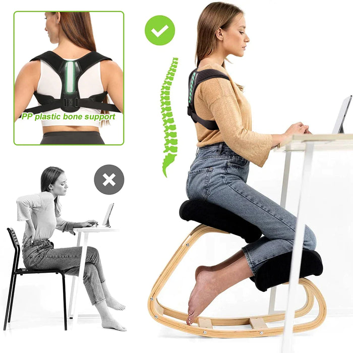 Adjustable Upper Back Brace Posture Corrector Providing Pain Relief For Women Men