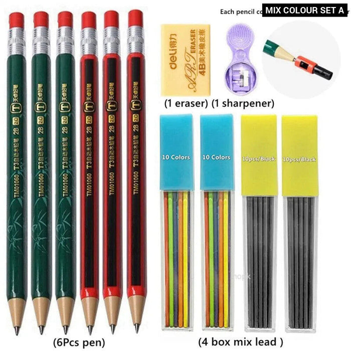 2.0Mm Mechanical Pencil Set With Sharpener And Colour Leads Stationery