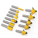 12 Piece 8mm Straight Milling Cutter Set