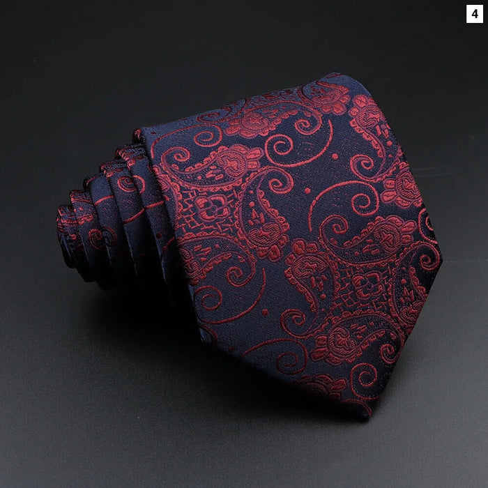 Mens Jacquard Tie 8Cm Striped Paisley Plaid For Business Weddings And Daily Wear