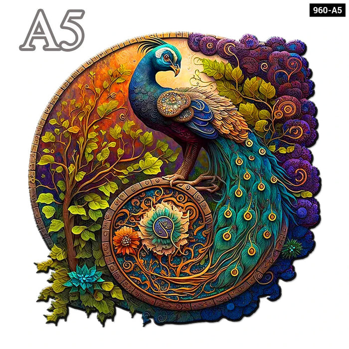 Round Peacock And Bird Wooden Puzzle For Kids