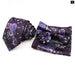 Graceful Floral Tie Set Purple Blue Pocket Square