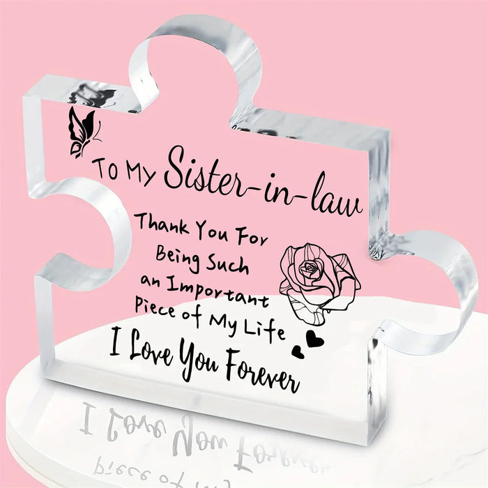 Acrylic Puzzle Plaque For Sister In Law Christmas Desk Decor