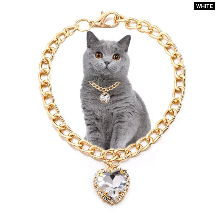 Sparkling Rhinestone Cat Necklace Collar Adjustable