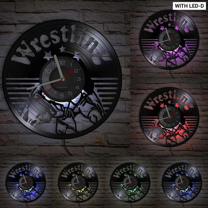 Man Cave Arm Wrestling Vinyl Record Wall Clock