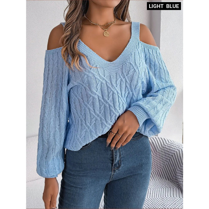 Off Shoulder Lantern Sleeve Sweater For Women