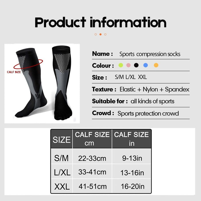 1Pair Calf Circulation Long Sock For Medical Nurse Travel Running Cycling