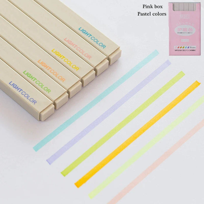 6 Pieces Morandi Pastel Highlighter Pens Soft Fluorescent